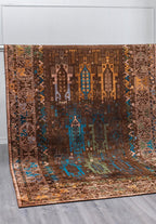 Folk Dark Brown - Cyan Rug