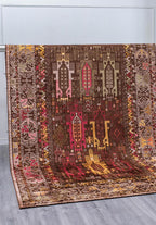 Folk Dark Brown - Magenta Rug
