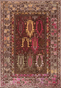 Folk Dark Brown - Magenta Rug
