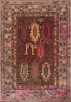 Folk Dark Brown - Magenta Rug