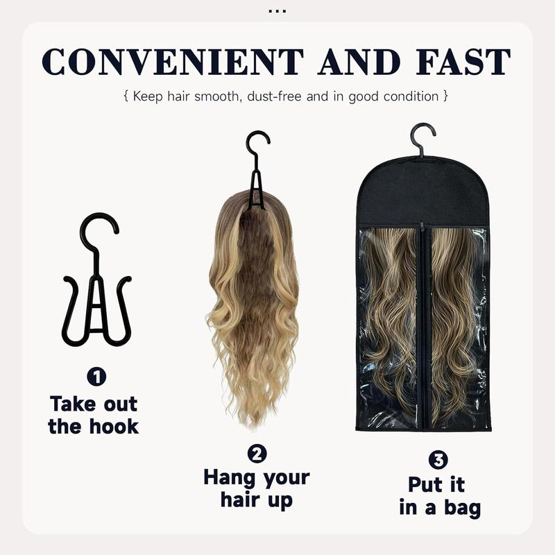 6PCS Wig Storage Bags with Hanger, 23.6" x 11.8"Wig Storage for Multiple Wigs
