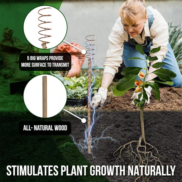 Electroculture Plant Stakes 8 Pack | Enhance Plant Growth with Natural Energy | Eco-Friendly, Copper Garden Stakes for Vibrant, Healthy Plants