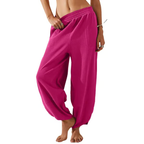 Womens Baggy Wide Leg Pants Casual Elastic Waisted Palazzo Harem Pants with Pockets
