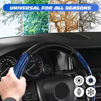 Carbon Fiber Silicone Anti-Slip Car Steering Wheel Cover Universal Fit