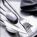 Aldomara Bamboo Silver Stainless Steel Cutlery Set