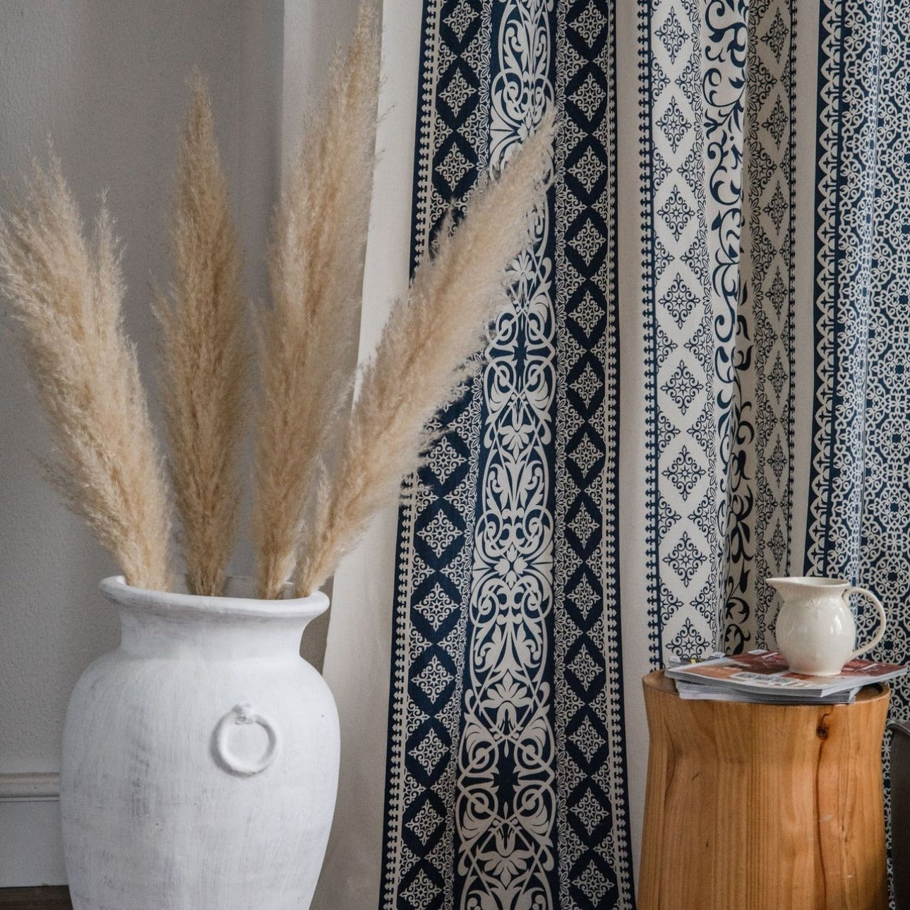 Santorini Blue Stripe Curtain