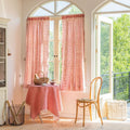 Red Chequered Dual-Layer Curtain