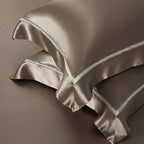 Solenne Mink Bronze Openwork Trim Luxury Pure Mulberry Silk Bedding Set