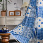 Indigo Patchwork Tassel Curtain