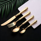 Elnoora Gold Luxury Engraved Stainless Steel Cutlery Set