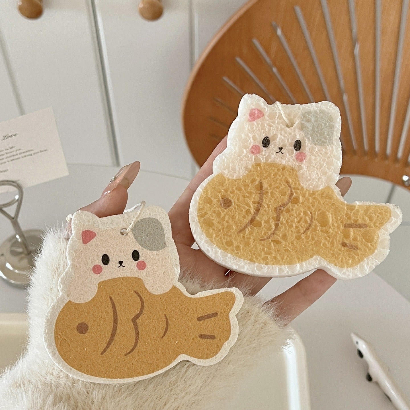 Taiyaki Kitty Dish Sponge Set