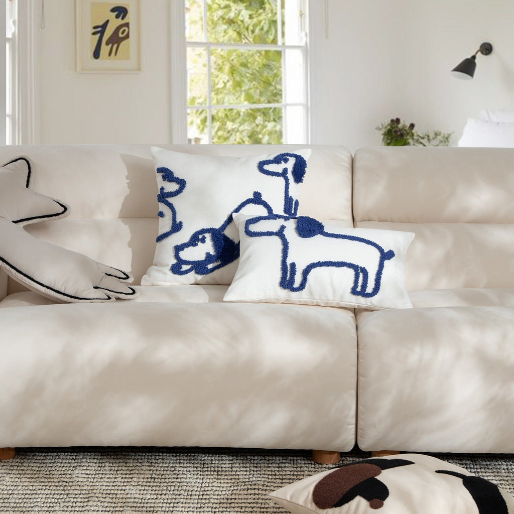 Blue Puppy Line Cushion