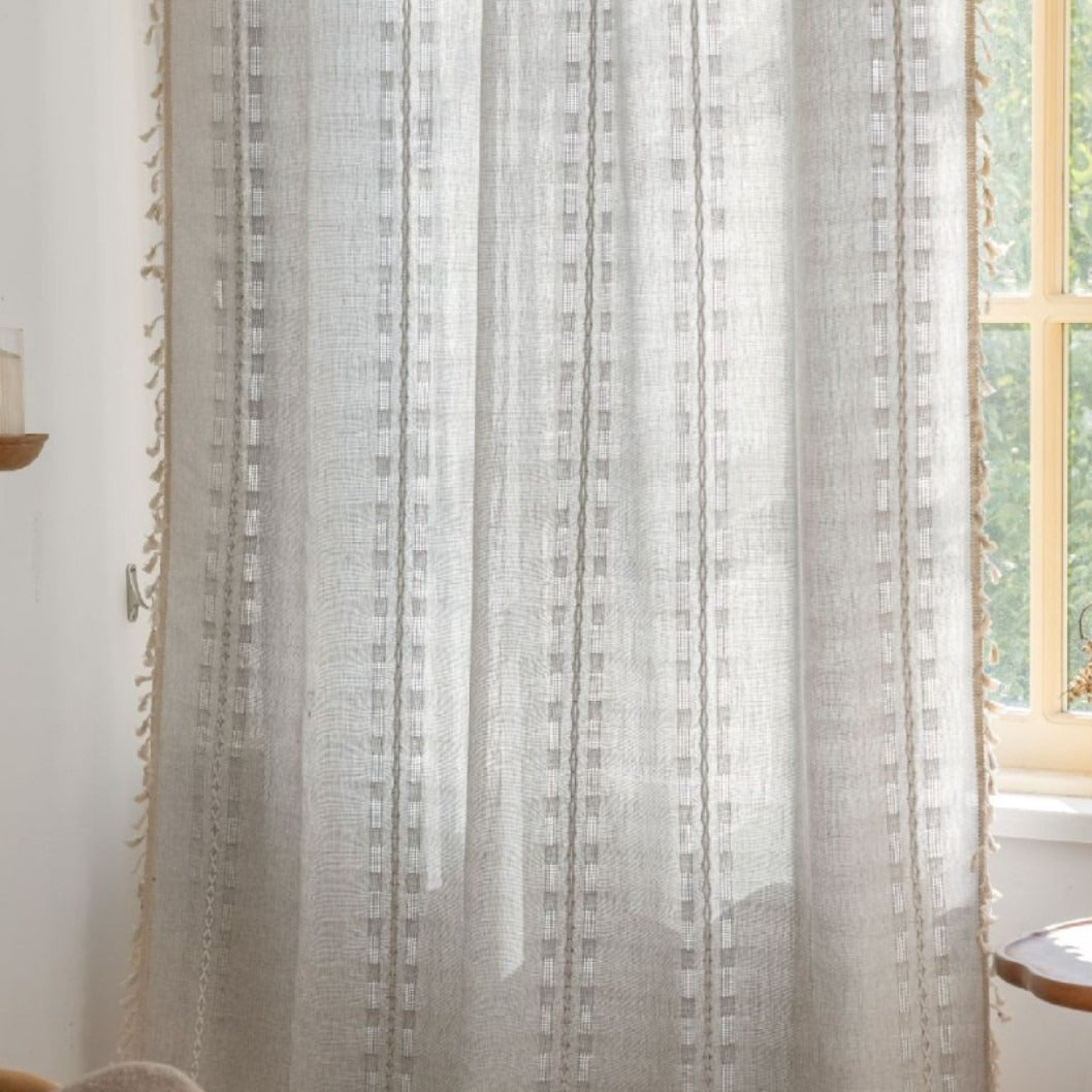 Light Filter Lattice Tassel Curtain