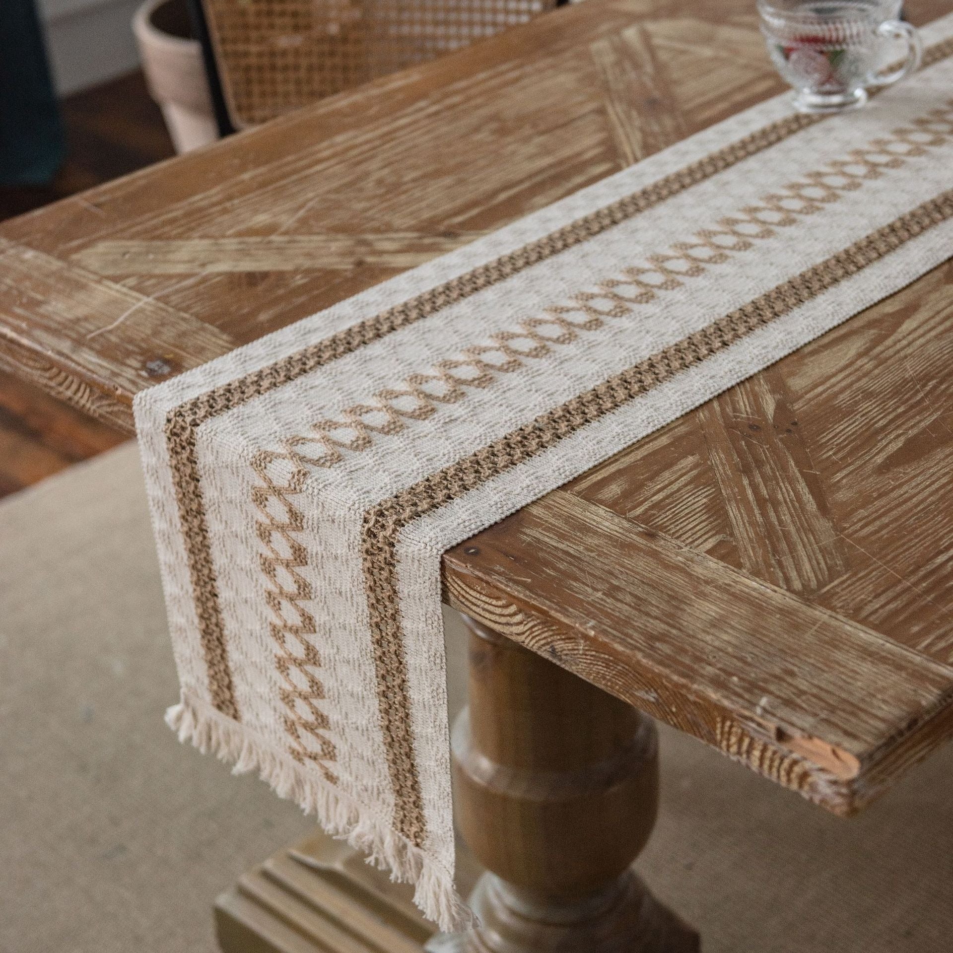Vintage Farmhouse Stripe Table Runner