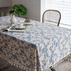 Retro Blooming Blue Table Cloth