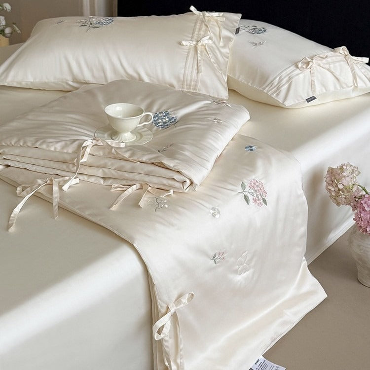 Hydrangea Whisper Summer Quilted Blanket