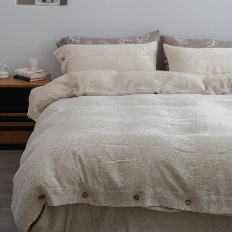 Wabi Sabi Floral Cotton Linen Bedding Set