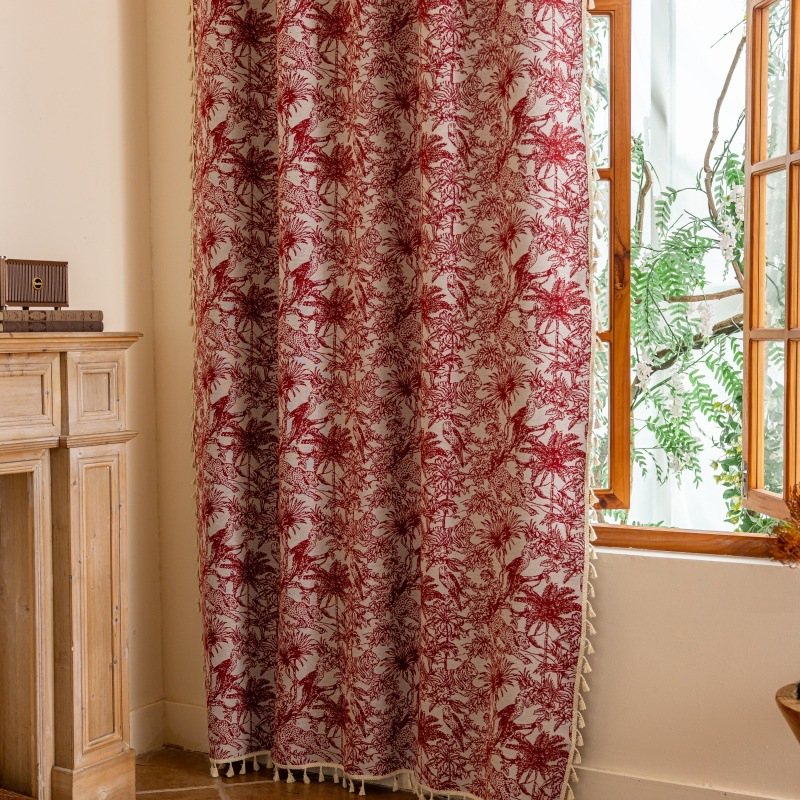 Red Palm Tassel Curtain