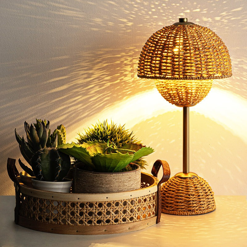 Wabi-Sabi Rattan Dome Lamp