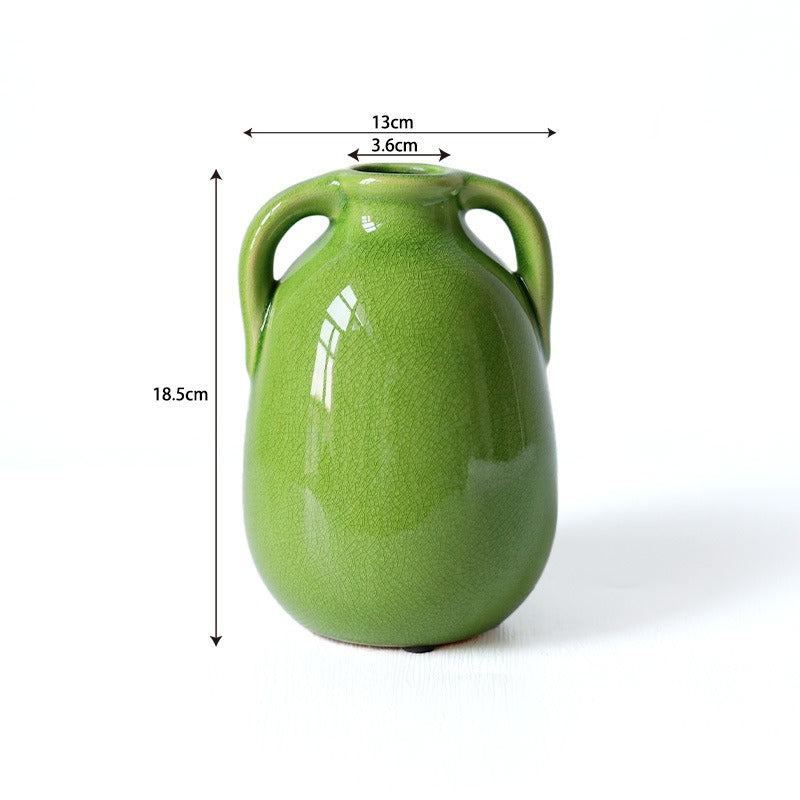 Green Crackle Ceramic Vase