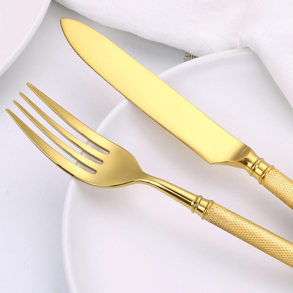 Naila Gold Textured Handle Stainless Steel Cutlery Set