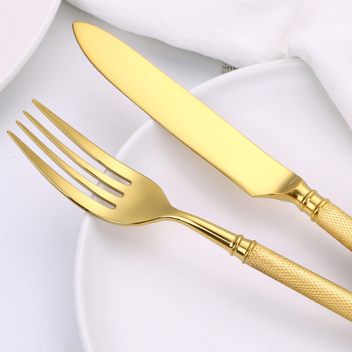 Naila Gold Textured Handle Stainless Steel Cutlery Set
