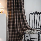 Chocolate Plaid Tassel Curtain
