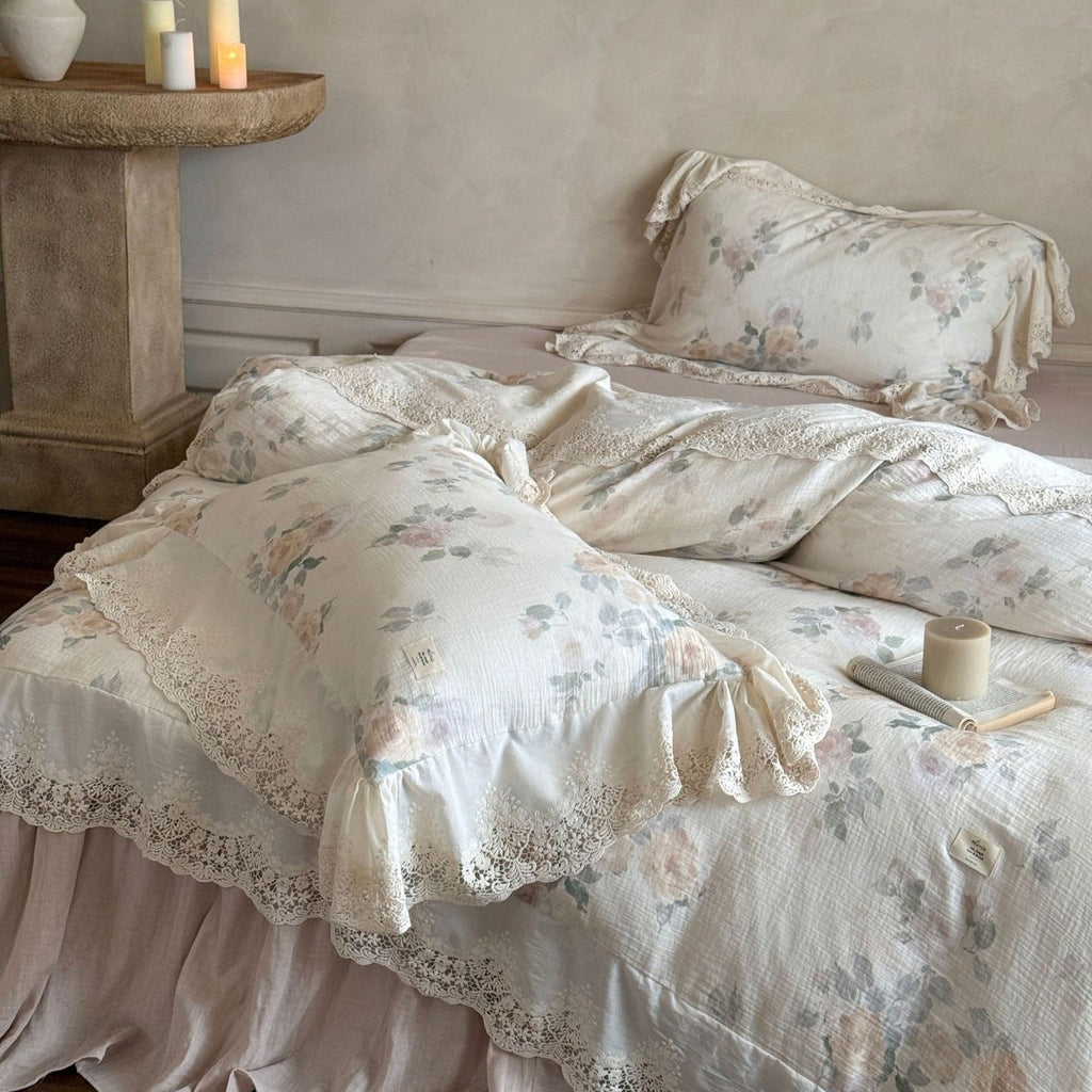 Perpetua Rosy Lace Bedding Set