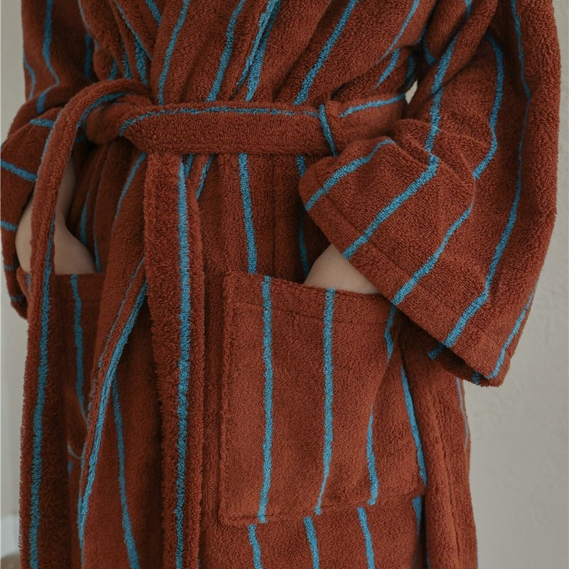 Nostalgic Soft Striped Bathrobe