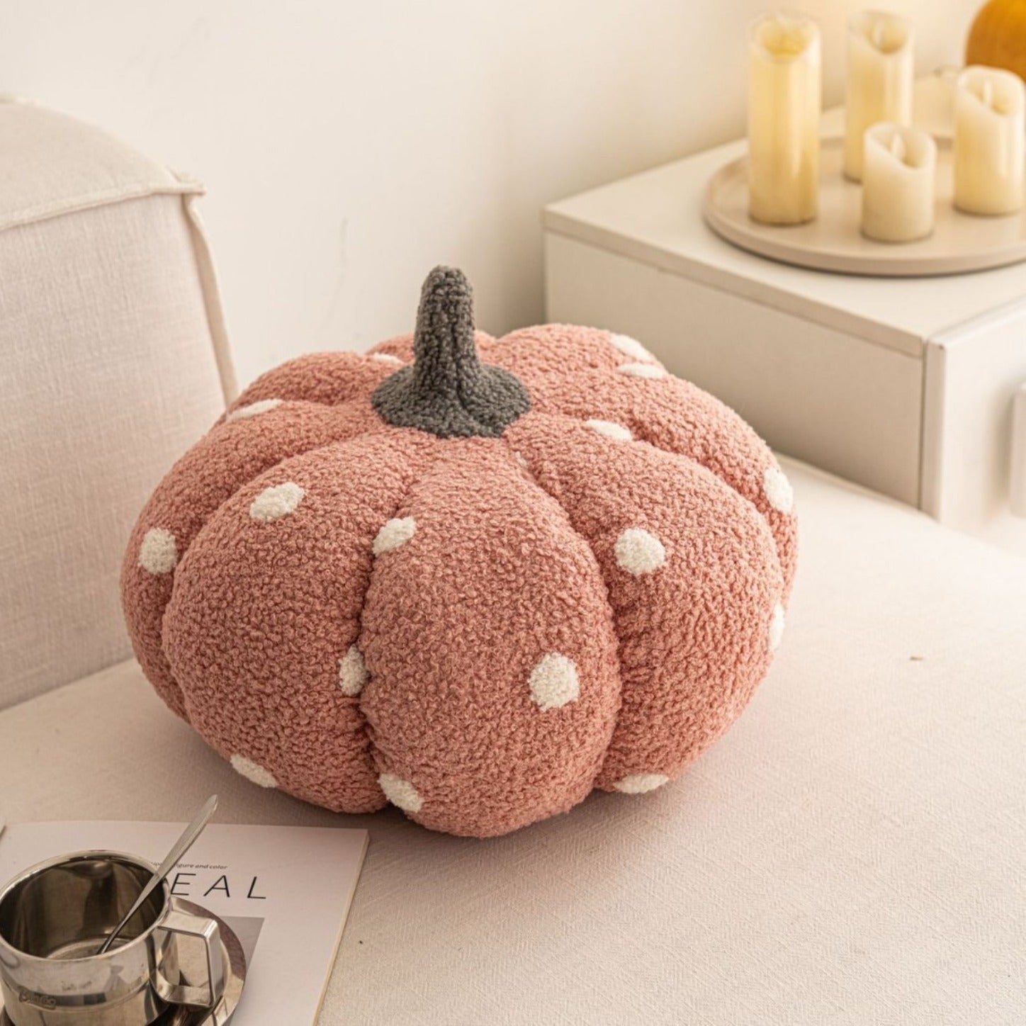 Cottage Pumpkin Dot Pillow
