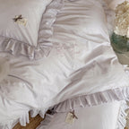 Lavender Ruffle Stripe Bedding Set