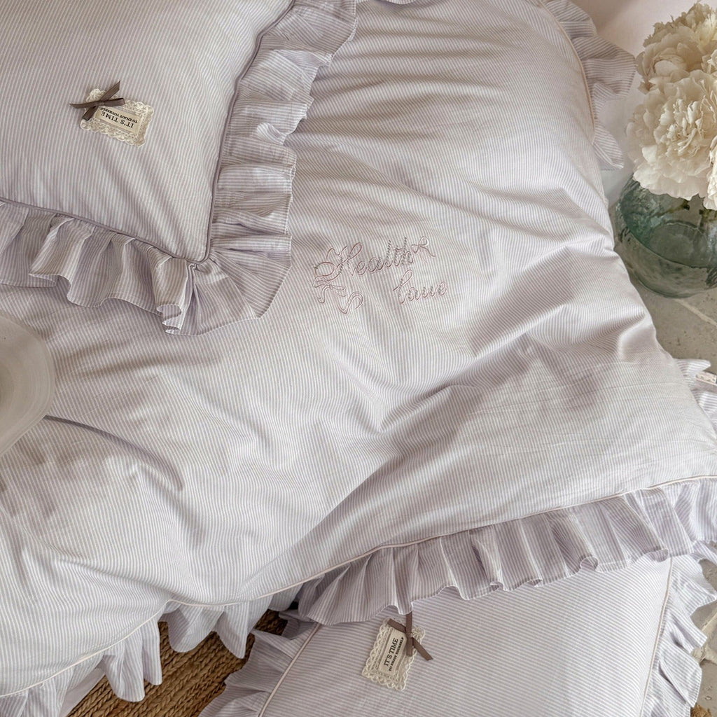 Lavender Ruffle Stripe Bedding Set - FINAL SALE
