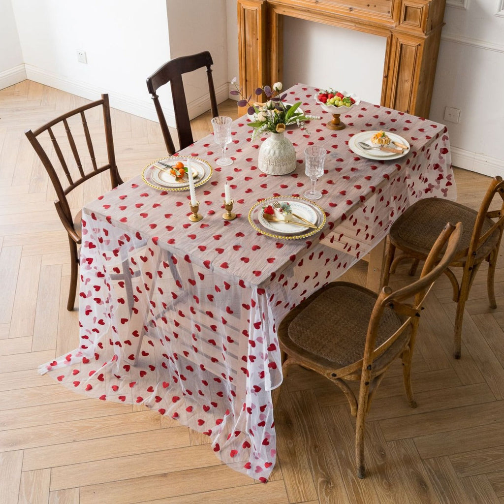 Love Heart Mesh Tablecloth