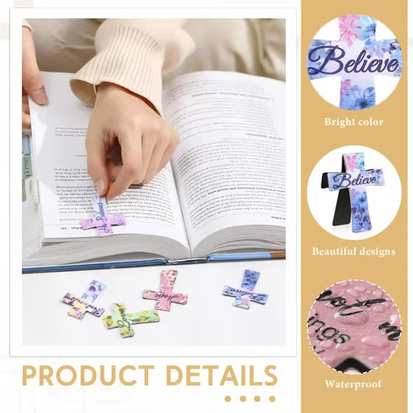 📖16 Pcs Magnetic Cross Bookmarks Gifts for Bible Study, Readers, Teachers, Students🌸✝️