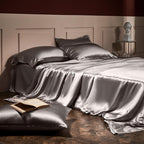 Royalis Grey Luxury Pure Mulberry Silk Bedding Set