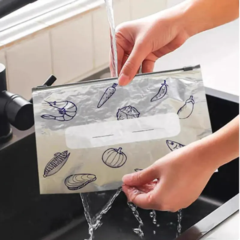 Stand Up Foil Sealable Bags with Label and Zip Lock for Vegetable Fruit Meat