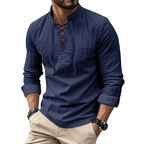 🔥Men's Vintage V-neck T-shirt Linen Pirate Medieval Viking Gothic Tops Shirts Long Sleeved