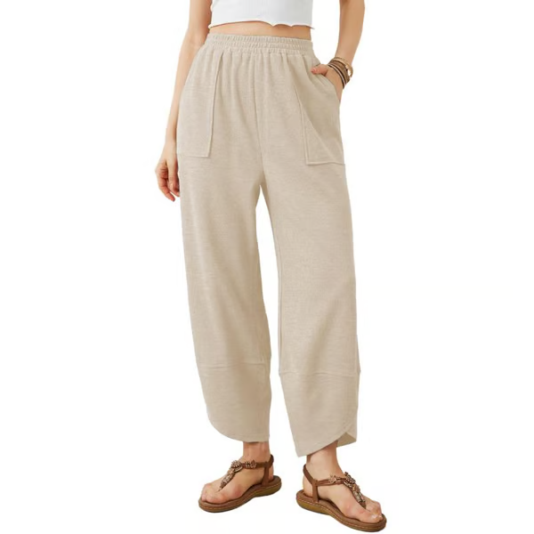 Womens Baggy Wide Leg Pants Casual Elastic Waisted Palazzo Harem Pants with Pockets