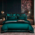 Leila Green Embroidered Edge Egyptian Cotton Bedding Set