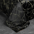 Nero Black Marble Luxury Egyptian Cotton Satin Bedding Set