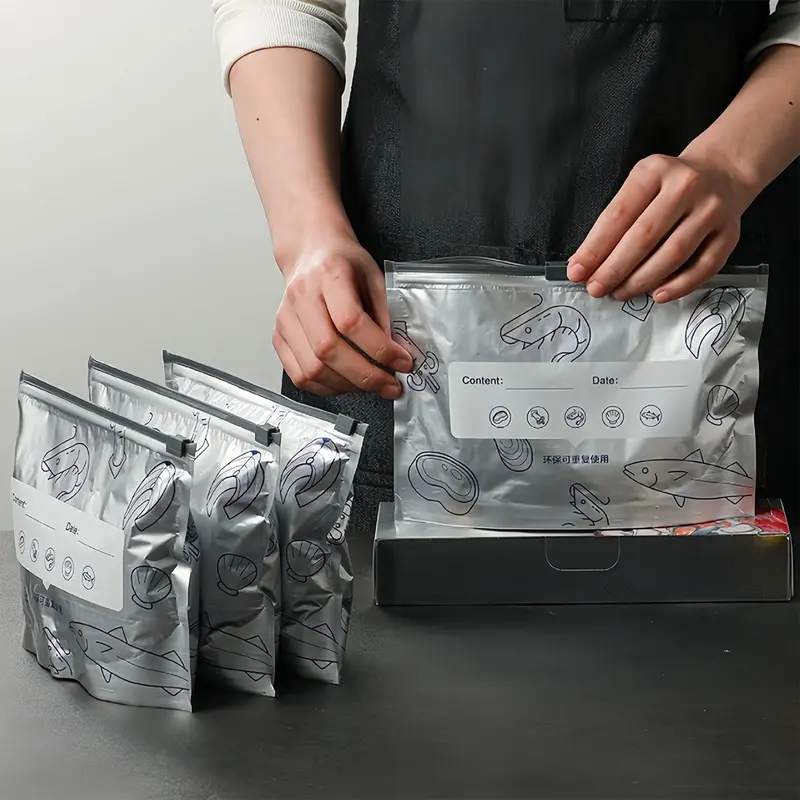 Stand Up Foil Sealable Bags with Label and Zip Lock for Vegetable Fruit Meat