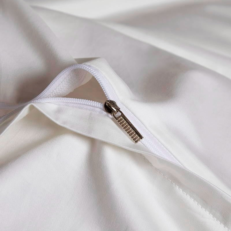 Leila White Embroidered Edge Egyptian Cotton Bedding Set