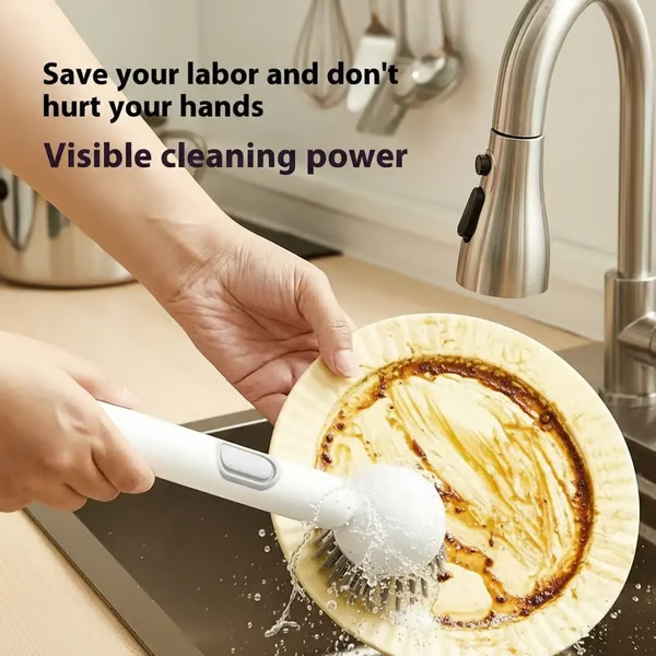 6-in-1 Rotatable Dish Brush with Detergent Dispenser