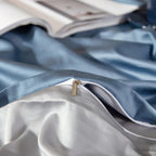 Shemir Sky Blue Silver Reversible Egyptian Cotton Bedding Set