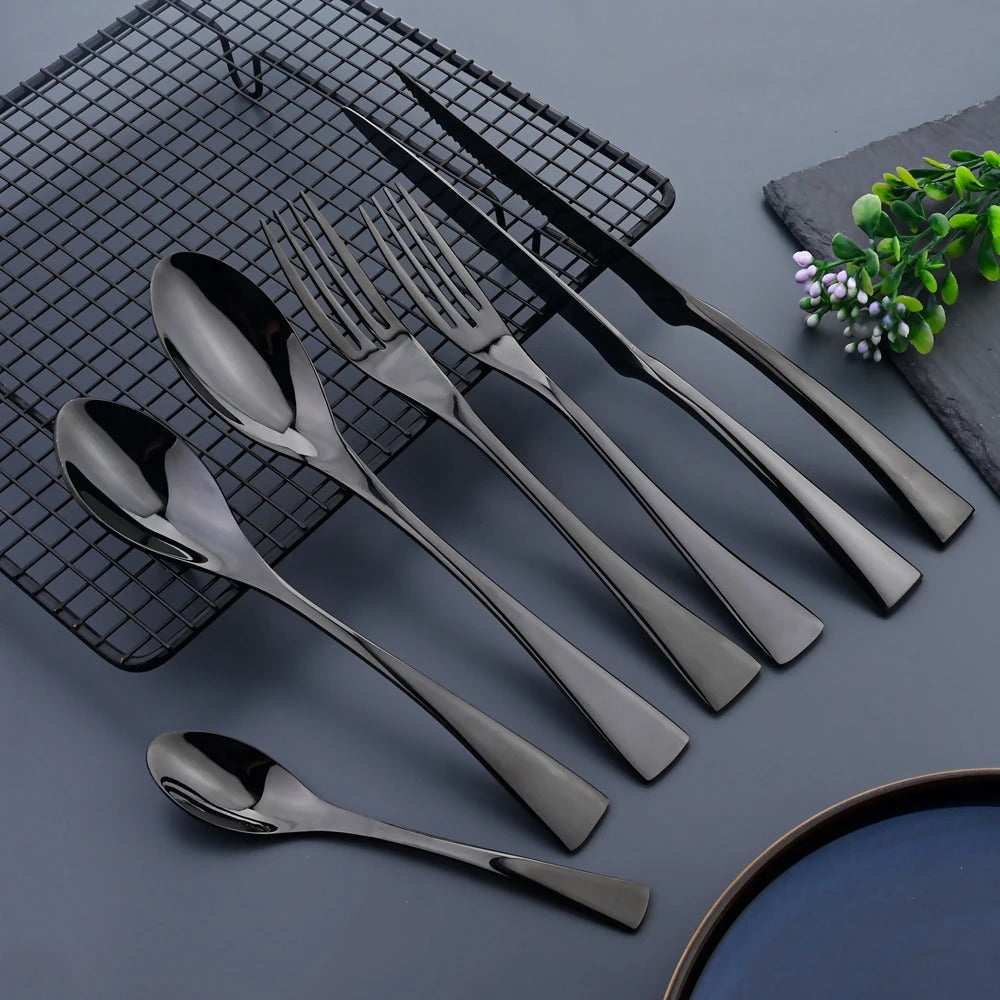 Jet Black Stainless Steel Cutlery Set