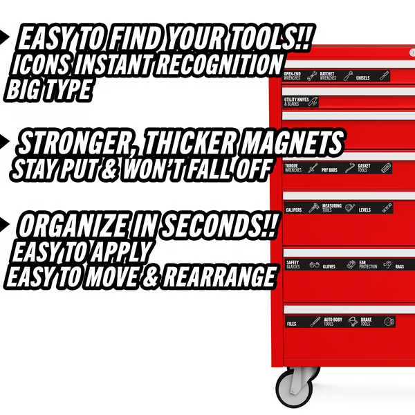 80-Piece Magnetic Toolbox Labels Kit
