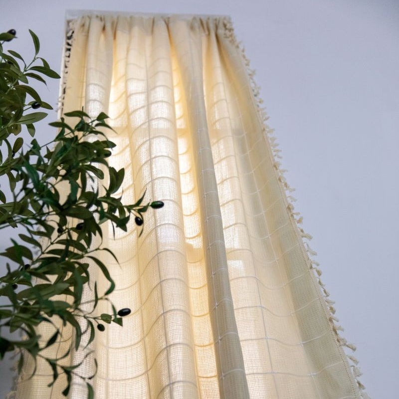 Sunlit Check Fringe Curtain