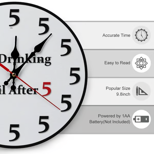 Funny "No Drinking Until After 5" Round Wall Clock