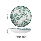 Vintage Green Flora Ceramic Dinnerware Set