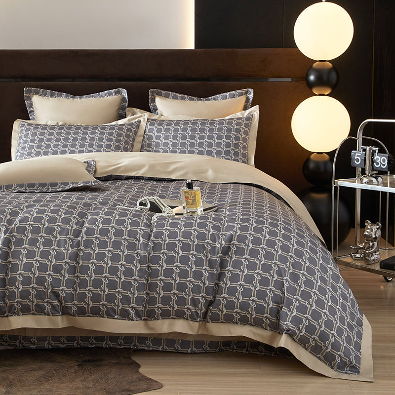 Alaric Chain Printed Luxury Egyptian Cotton Bedding Set
